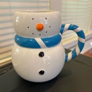 Snowman Ceramic Mug with Blue Scarf 22oz